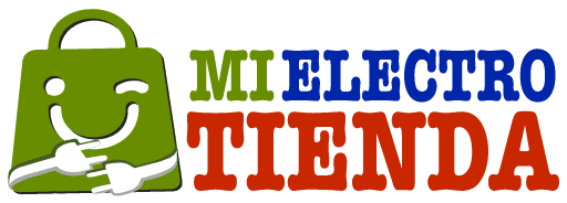 Logotipo Mi Electro Tienda | Isotipo de una bolsa de compras color verde con una sonrisa y un guiño